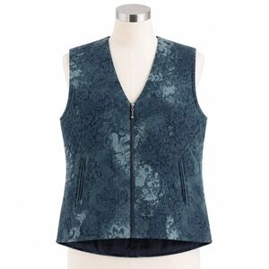 Weekend Traffic Quilted Floral Jacquard‎ Vest Cottagecore Womens Large Insulated